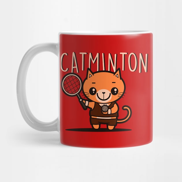 Catminton Original Cute Kawaii Pun Funny Sporty Cat Hairball Tennis Badminton by BoggsNicolas